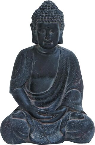 Deco 79 Ceramic Buddha Decorative Sculpture Meditating Home Decor Statue with Engraved Carvings and Relief Detailing, Accent Figurine 8" x 7" x 12", Beige in Saudi Arabia