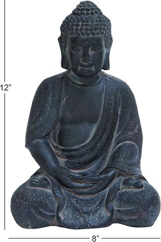 Deco 79 Ceramic Buddha Decorative Sculpture Meditating Home Decor Statue with Engraved Carvings and Relief Detailing, Accent Figurine 8" x 7" x 12", Beige in Saudi Arabia