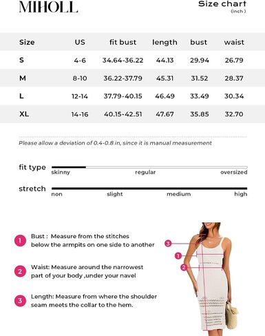 MIHOLL Womens Crochet Swim Cover Up 2024 Summer Bathing Suit Hollow out Sleeveless Swimwear Coverups Beach Dress Sundresses in Saudi Arabia