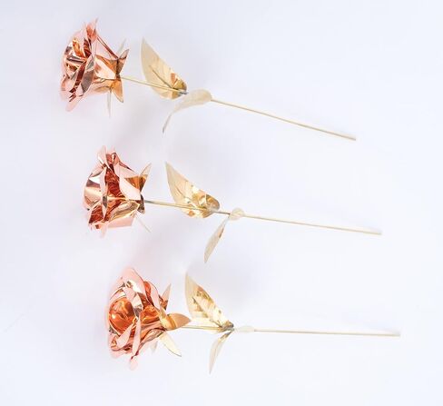 6.5 Inch Golden Metal Roses Flower - Hand Forged Copper Rose Sculpture - Metal Roses - Rosecs for Romantic Anniversary Wedding Birthday Valentine's Day Gift - Personalized Present- with Gift Box (1) in Saudi Arabia