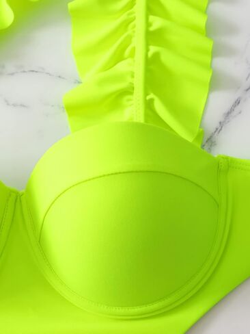 WDIRARA Women's Ruffle Trim Tie Side One Shoulder Backless One Piece Swimsuit in Saudi Arabia