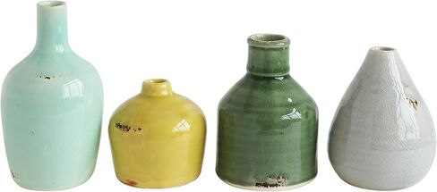Creative Co-Op DA8327-1 Blue, Yellow, Green & White Terracotta Vases (Set of 4 Colors/Shapes) in Saudi Arabia