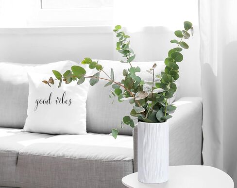 D'vine Dev 10 Inch Cylinder Vase, White Waterfall Textured Ceramic Flower Vase for Home Décor, VS-WF-B-2 in Saudi Arabia