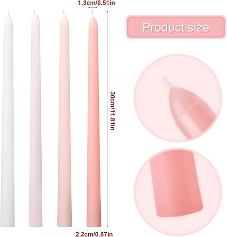 11.81'' 4pcs Taper Candles Sticks, Long Tall Thin Candles Unscented Smokeless Gradient Color Tapered Candlesticks for Table Home Dinner Wedding Festival (Blue Series) in Saudi Arabia