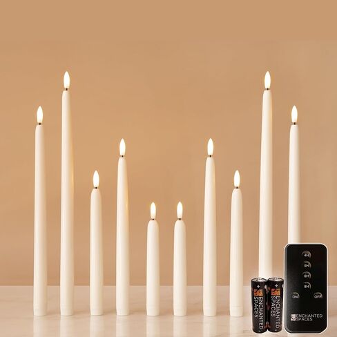 Set of 5 Ivory 12" Flameless LED Taper Candles with Timer Remote in Saudi Arabia