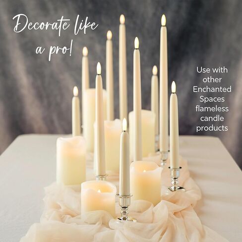 Set of 5 Ivory 12" Flameless LED Taper Candles with Timer Remote in Saudi Arabia