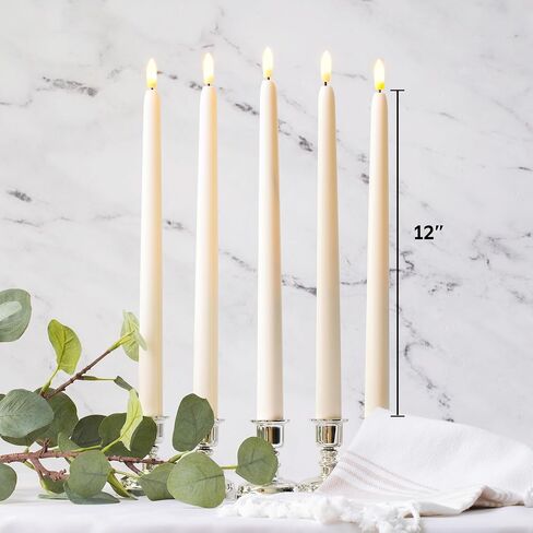 Set of 5 Ivory 12" Flameless LED Taper Candles with Timer Remote in Saudi Arabia