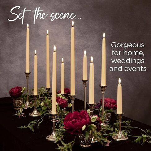 Set of 5 Ivory 12" Flameless LED Taper Candles with Timer Remote in Saudi Arabia