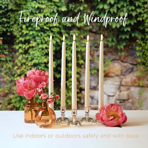 Set of 5 Ivory 12" Flameless LED Taper Candles with Timer Remote in Saudi Arabia