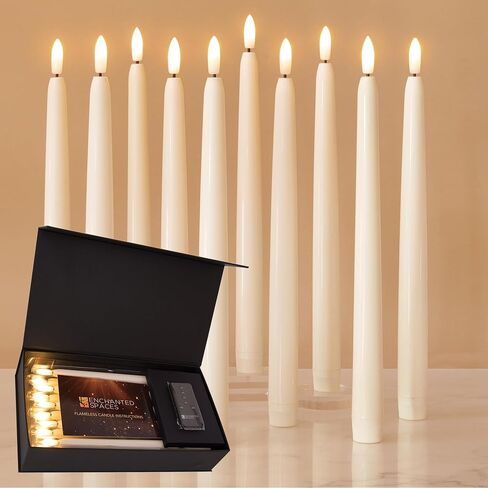 Set of 5 Ivory 12" Flameless LED Taper Candles with Timer Remote in Saudi Arabia