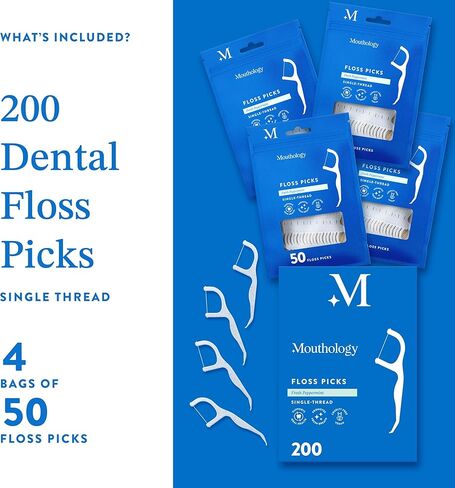 Mint Flavored Dental Floss Picks - Planet-Friendly Wheat Straw Tooth Flossers for Dental Hygiene and Gum Health, Reusable Compostable Travel Floss Picks for Adults and Kids (200 Count) in Saudi Arabia