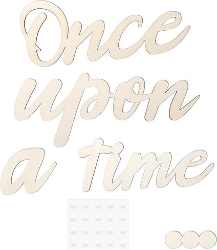 Once Upon a Time Wooden Sign, Nursery Wall Decor with 20 Dispensing Glue Wall Decal Wood Words Room Decoration for Family Bookshelf Reading Corner Daycare Classroom in Kuwait