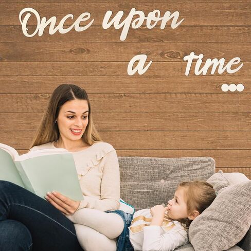 Once Upon a Time Wooden Sign, Nursery Wall Decor with 20 Dispensing Glue Wall Decal Wood Words Room Decoration for Family Bookshelf Reading Corner Daycare Classroom in Kuwait
