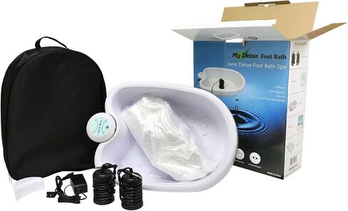 Ionic Detox Foot Bath Cleanse Spa with Basin 100 Liners and Two Round Arrays (Black Array Combo) in Saudi Arabia