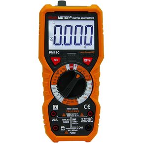PM18C Digital Multimeter DC AC Multimeter Voltage Current Tester Manual Range Backlight with 6000 Counts Orange Cover