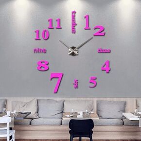 Modern 3D Frameless Large 3D DIY Wall Clock Watches Hours DIY Decorations Home for Living Room Bedroom (black)