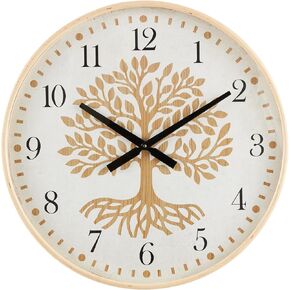 Deco 79 Wooden Tree Wall Clock with Cream Backing, 24" x 2" x 24", Brown