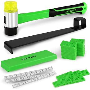 أدوات الأرضيات الخشبية من SWANLAKE مكونة من 48 قطعة | طقم تركيب الأرضيات الخشبية المصفحة مع 44 فواصل | مطرقة مقبض من الألياف الزجاجية | شريط سحب عالي التحمل وكتلة التنصت in Kuwait