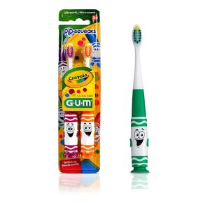 GUM Crayola Kids' Pip-Squeaks Toothbrush, Ultra Soft, 2 Count