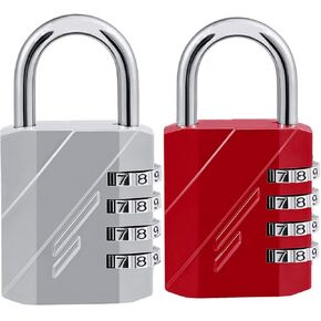 Combination Lock, 4 Digit Combination Padlock Outdoor Waterproof Padlock for School Gym Locker, Sports Locker, Fence, Toolbox, Case, Hasp Storage Etc (Silver 4Pack)