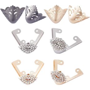 GORGECRAFT 8Pcs 4 Styles Metal Shoes Pointed Protector Shoe Toe Protectors Rhinestone Triangle High Heel Toe Caps High Heels Tip Cover Cap Elegant for Women Shoes Protection Repair Decoration