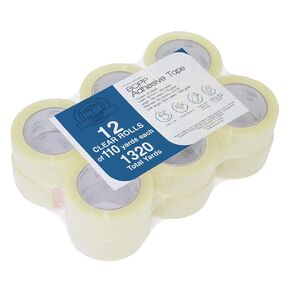 LOGANPACK Heavy Duty Packing Tape 12 Rolls, Total 1320Y, Clear Packing Tape, 1.88 inch x 110 Yards, 2 mil, Ultra Strong for Shipping Packing Moving Sealing, Thicker Clear Packing Tape