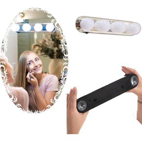 Professional Hollywood Makeup Lighting (one Set) Cordless with LED Bulbs Portable Makeup Light LED Vanity Mirror Lights Bright Lighting Fixture Strip for Bathroom Dressing Room Vanity Table