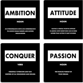 Motivational Wall Art Inspirational Canvas Poster Print Modern Inspiring Entrepreneur Quotes Animals Painting Picture Office Wall Decor Framed Artwork 4 Pieces Living Room Bedroom Workplace Decoration