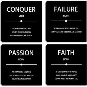 Motivational Wall Art Inspirational Canvas Poster Print Modern Inspiring Entrepreneur Quotes Animals Painting Picture Office Wall Decor Framed Artwork 4 Pieces Living Room Bedroom Workplace Decoration