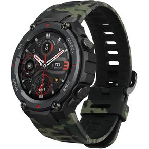 kwmobile TPU Silicone Strap Compatible with Huami Amazfit T-Rex/T-Rex Pro - Tracker Band - camouflage Black/Light Green/Dark Green