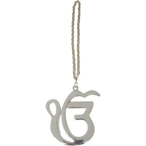 Sikh Ik Onkar Metal Car Hanging Show peice - 24cm.(Metal, Silver).