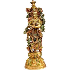 eSplanade - Brass Radha Krishna - Big Size - Brass Radha Idol Statue Sculpture (21") (Krishna Antique)