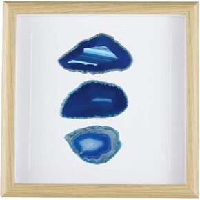 Rockcloud 8.8 inches Framed Agate Slice/Natural Agate Geode Gemstone Wall Decor Living Room Dorm Wedding Wall Art Table Top Display Home Decoration, Blue