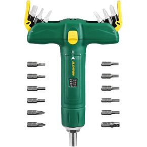 ALEAPOW 1/4" Torque Wrench Set, 12-Piece S2 Steel Bits, T-Handle Design, 15-75 in-lbs, Suitable for Scope Mounting, Gunsmithing, and Maintenance