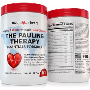 Cardio Health Powder Supplement - The Pauling Therapy Essentials Formula (PTEF) Healthy Vitamin C, B-12, L-Lysine, L-Arginine, Magnesium, Zinc + Vitamins, Minerals & Antioxidants in Saudi Arabia
