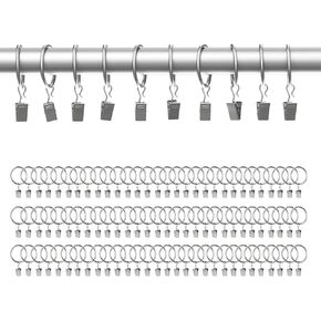 Curtain Rings with Clips 100 Pack, Bronze Curtain Clips with Rings, Drapery Rings 1 Inch Interior Diameter, Curtain Hooks with Clips Fits Up to 5/8 Inch Curtain Rod, Metal (Bronze,1"| 100 PC)