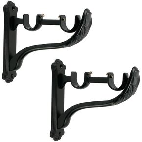 2 حزمة مزدوجة قضيب الستارة بين قوسين خمر ريشة شكل قابل للتعديل الستار الستارة قضيب حامل مجموعة الثقيلة قضيب الستارة جدار قوس لقضيب 1 إلى 1.2 بوصة، أسود in Kuwait