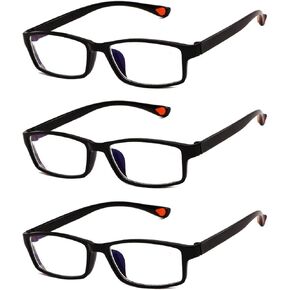 Reading Glasses Mens Womens +4.50 to +6.00 Classic Everyday Use Readers 3 Pairs Stylish Tr90 Spectacles