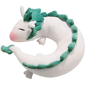 Anime Cute White Dragon Neck Pillow U-Shaped Travel Pillow Doll Plush Toy Dragon Neck Pillow, Soft Plush Dragon Stuffed Doll Japanese Animation Pillow Neck U-Shape…