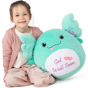 MaoGoLan Get Well Soon Axolotl Stuffed Animal Throw Pillow-18in Giant Ultra Soft Thing of You Axolotl Plush,Feeling Better Sweet Red Heart Hug Gift for Women,Men,Kids,Children