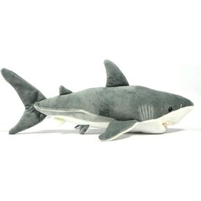 Great White Shark Plush Stuffed Sea Animal, 23 Inch Dark Grey Simulation Great White Shark Plush Stuffed Simulate Real Shark Animal Plush Toy, Gift Pillow for Boys and Girls, Decorate Room