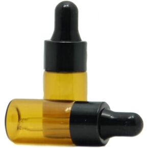 3ml 10pcs Amber Glass Essential Oil Bottles and Eyed Dropper Black Caps (3ml)