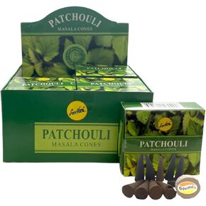 Sreevani Natural Masala Incense Cones and Holder Bundle, 120 Cones Total, Patchouli