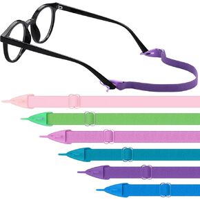 Oudain 6 Pack Kids Eyeglass Strap Adjustable Glasses Strap Kids Eyeglass Strap Eyeglass Band Sports Glasses Strap(Black)