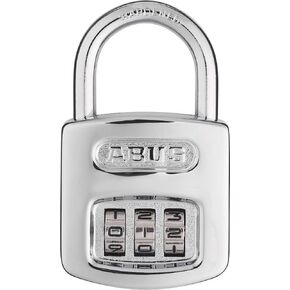 ABUS 160/50 B 160 All Weather Chrome 4 Dial Combination Padlock, Black/Silver