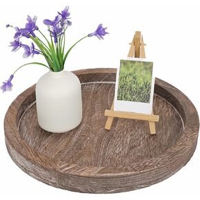 Round Wooden Serving Tray for Decor, 11" Kitchen Table Centerpieces Decor Decorative Tray, Farmhouse Dining Table Centerpiece Tray, Kitchen&Home Decor Accessories for Table