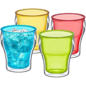Amazing Abby - Rockies - 14-Ounce Insulated Plastic Tumblers (Set of 4), Double-Wall Plastic Drinking Glasses, All-Clear Reusable Plastic Cups, BPA-Free, Shatter-Proof, Dishwasher-Safe