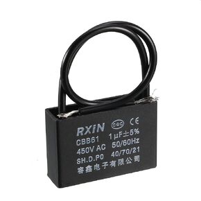 uxcell Ceiling Fan Capacitor CBB61 1uF 450V AC 2 Wires Metalized Polypropylene Film Capacitors 36x25x10mm for Water Pump Motor Generator