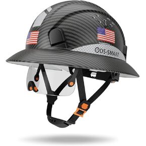Full Brim Construction Hard Hat with Visor, 6-Point Ratchet Suspension Safety Helmet, Superior Impact Head Protection for Industry Use,ANSI Z89.1 Approved Safety Helmet,Great for Men&Women