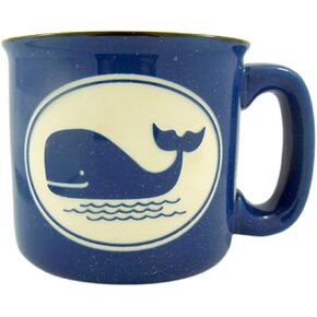 Blue Whale Ceramic Engraved Beach Coffee Mug, 16 oz